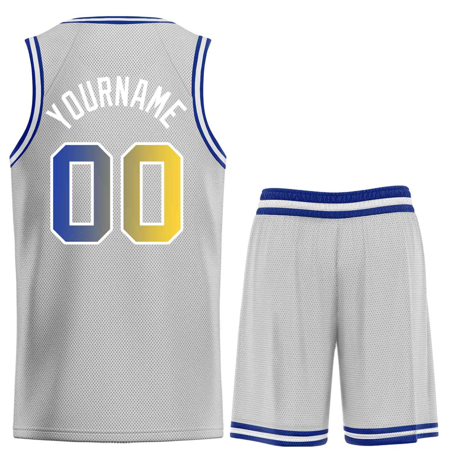 Maillot de basket-ball Bull personnalisé gris jaune-blanc, ensembles classiques