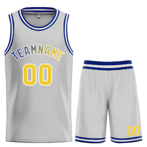 Maillot de basket-ball Bull personnalisé gris jaune-blanc, ensembles classiques