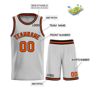 Custom Gray Orange-Black Classic Sets Bull Basketball Jersey