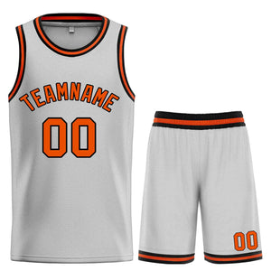 Custom Gray Orange-Black Classic Sets Bull Basketball Jersey