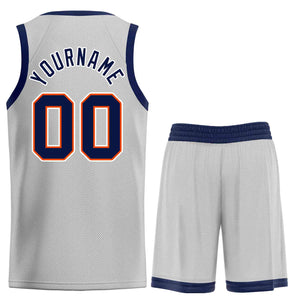 Custom Gray Navy-Orange Classic Sets Bull Basketball Jersey