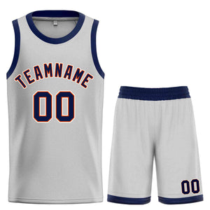 Custom Gray Navy-Orange Classic Sets Bull Basketball Jersey