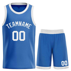 Custom Blue White Bull Classic Sets Curved Basketball Jersey