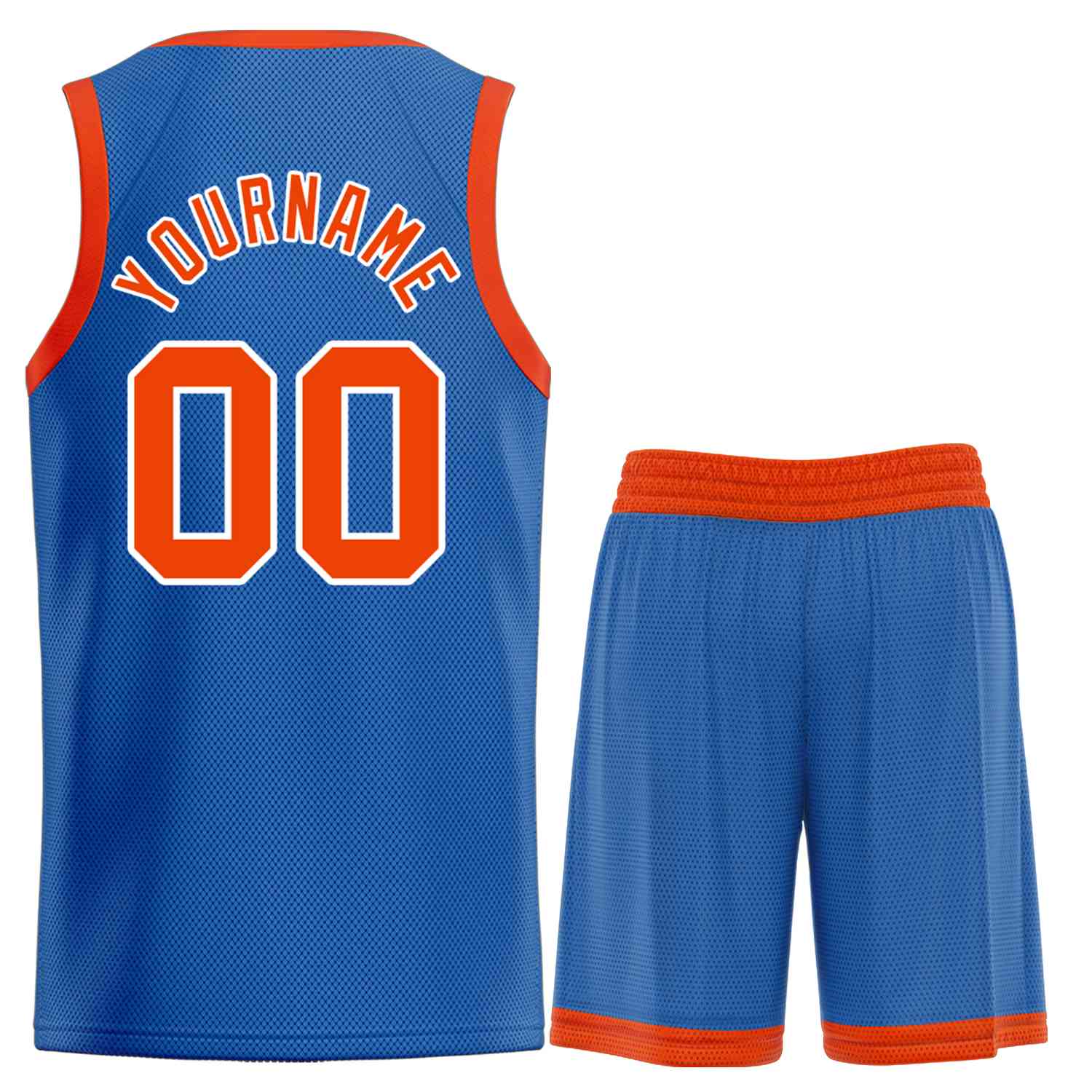 Maillot de basket-ball incurvé personnalisé, ensemble classique de taureau bleu Orange-blanc