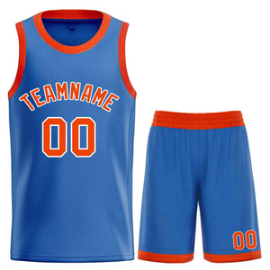 Maillot de basket-ball incurvé personnalisé, ensemble classique de taureau bleu Orange-blanc