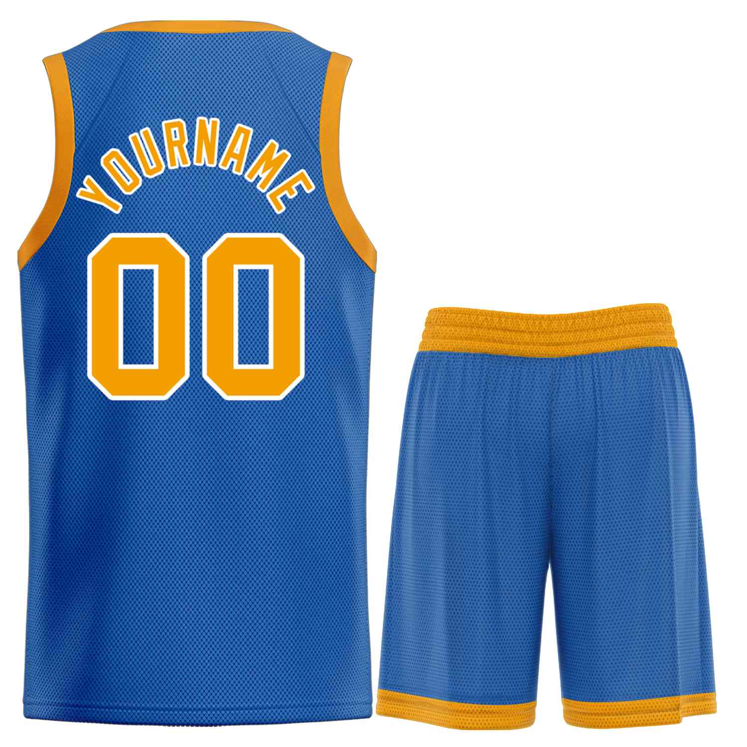 Maillot de basket-ball incurvé personnalisé, ensemble classique de taureau bleu jaune-blanc