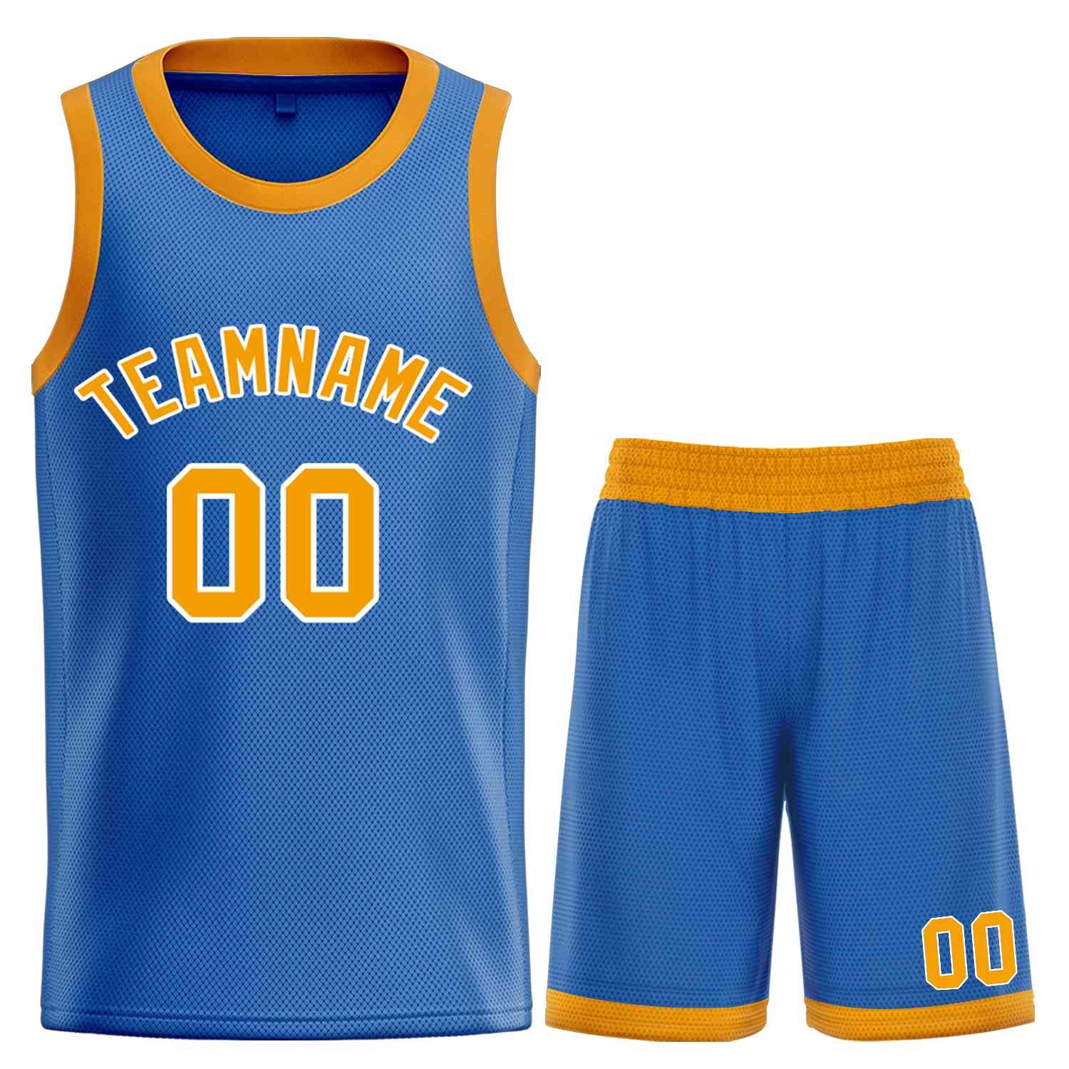 Maillot de basket-ball incurvé personnalisé, ensemble classique de taureau bleu jaune-blanc