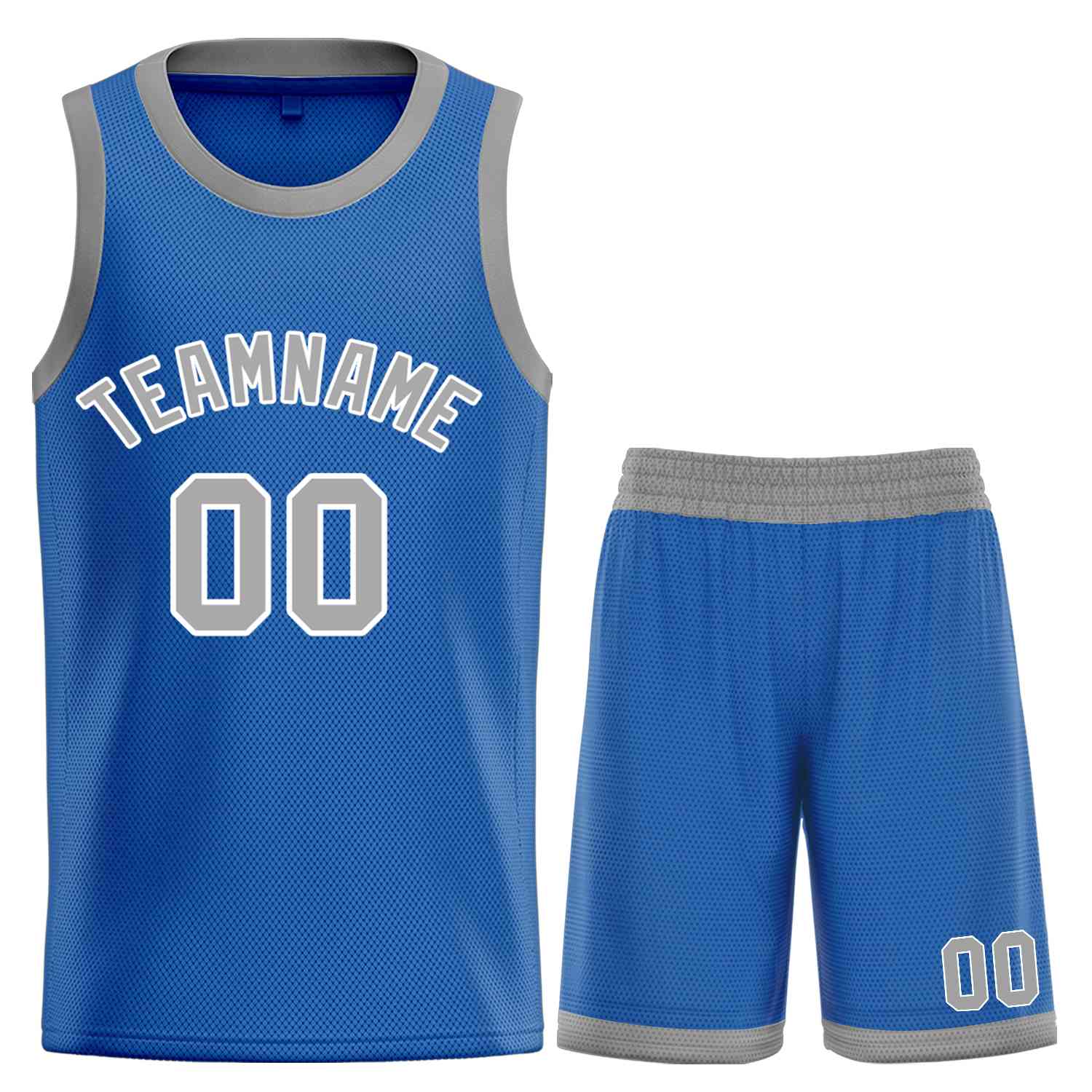 Maillot de basket-ball incurvé personnalisé, ensembles classiques de taureau bleu gris-blanc