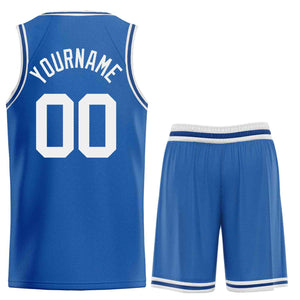 Custom Blue WhiteBull Classic Sets Curved Basketball Jersey