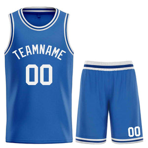 Custom Blue WhiteBull Classic Sets Curved Basketball Jersey