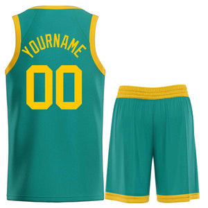 Custom Teal Yellow Bull Classic Sets Basketball Jersey