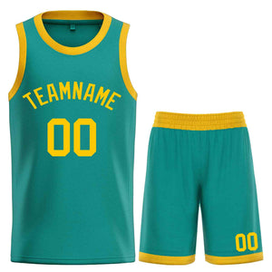 Custom Teal Yellow Bull Classic Sets Basketball Jersey