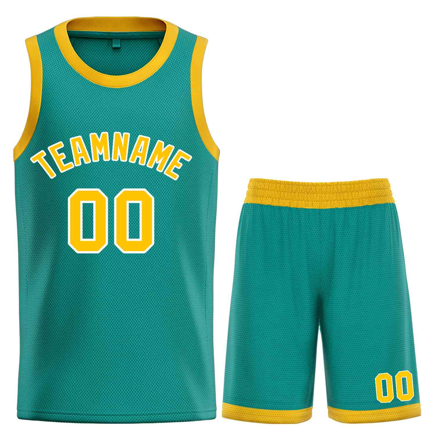 Custom Teal Yellow-White Bull Classic Sets Basketball Jersey