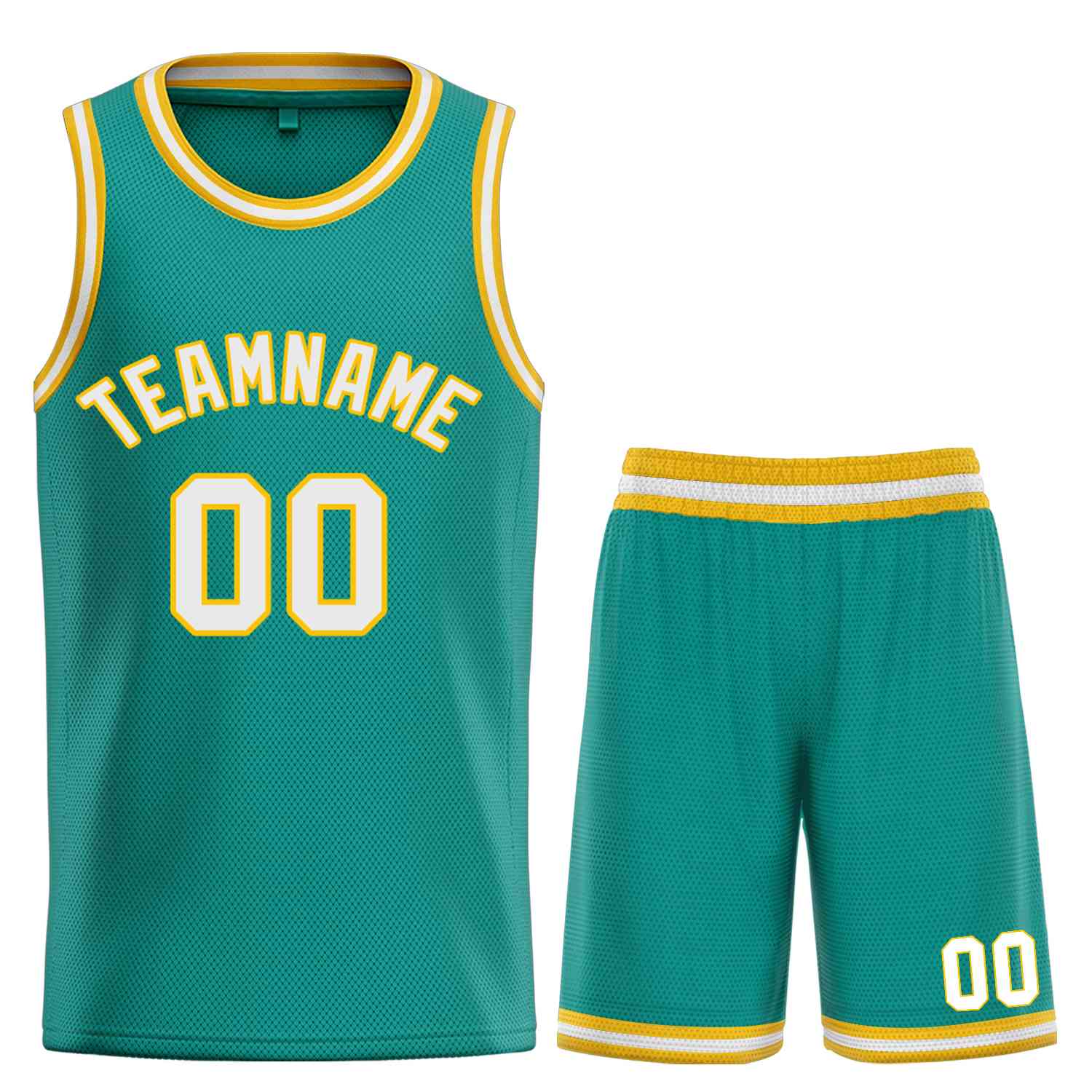 Custom Teal White-Yellow Bull Classic Sets Basketball Jersey