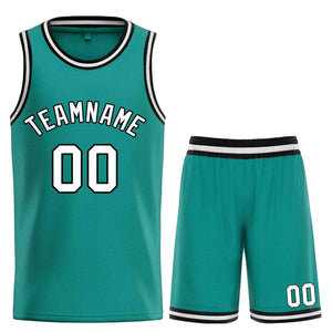 Custom Teal White-Black Bull Classic Sets Basketball Jersey