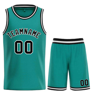 Custom Teal Black-White Bull Classic Sets Basketball Jersey