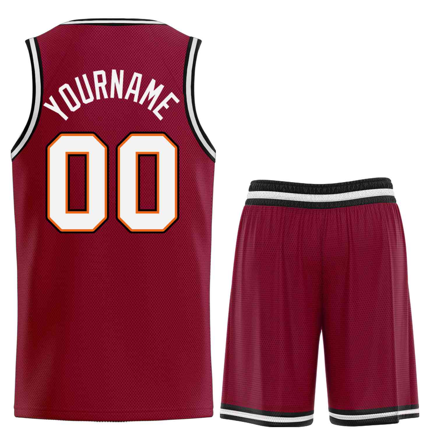 Custom Maroon White-Orange Classic Sets Curved Basketball Jersey