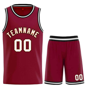 Custom Maroon White-Orange Classic Sets Curved Basketball Jersey