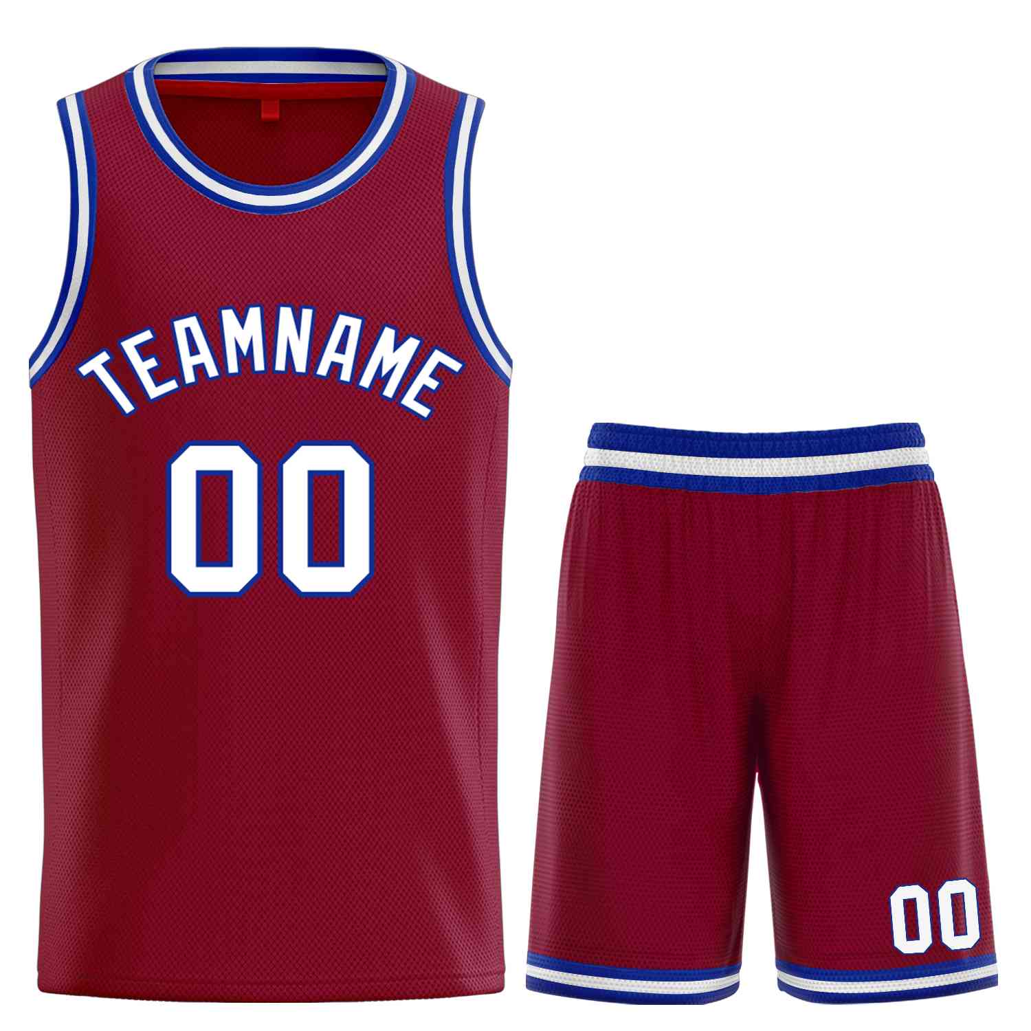 Maillot de basket-ball incurvé personnalisé Maroon White-Royal Classic Sets