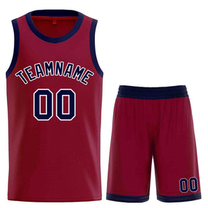 Custom Maroon Navy-White Classic Sets Curved Basketball Jersey