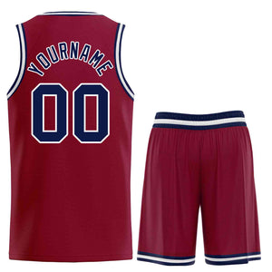 Maillot de basket-ball incurvé personnalisé, ensembles classiques marron marine-blanc