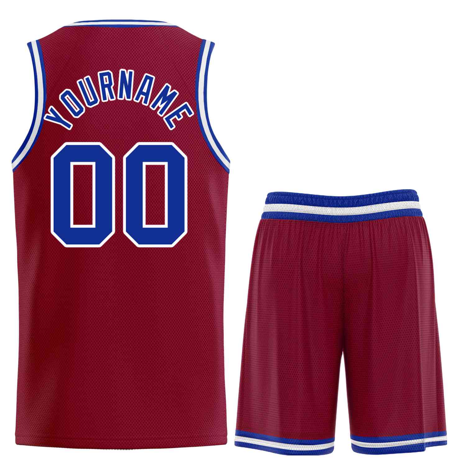 Custom Maroon Royal-White Classic Sets Curved Basketball Jersey