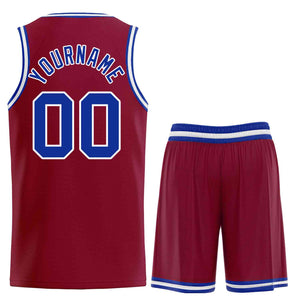 Custom Maroon Royal-White Classic Sets Curved Basketball Jersey