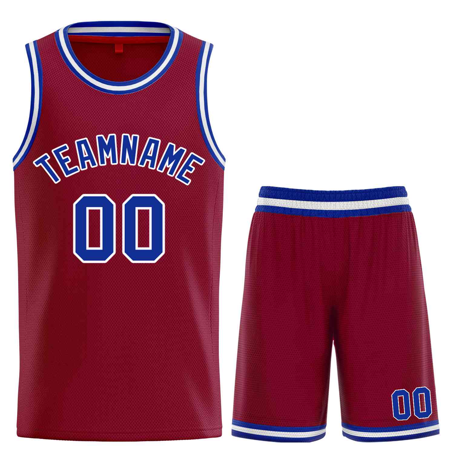 Maillot de basket-ball incurvé personnalisé Maroon Royal-White Classic