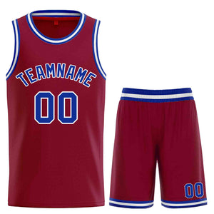 Custom Maroon Royal-White Classic Sets Curved Basketball Jersey