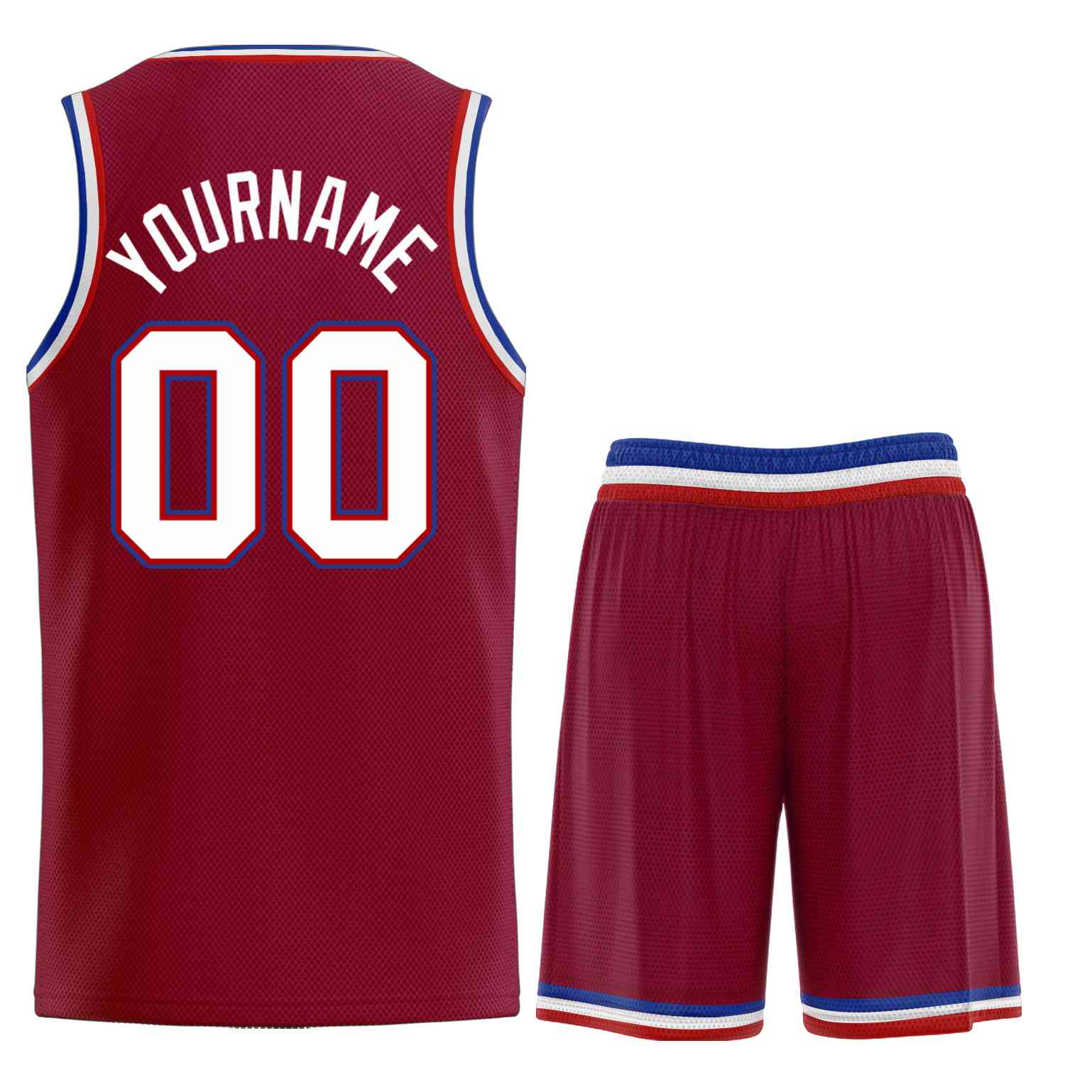 Custom Maroon White-Royal Classic Sets Curved Basketball Jersey