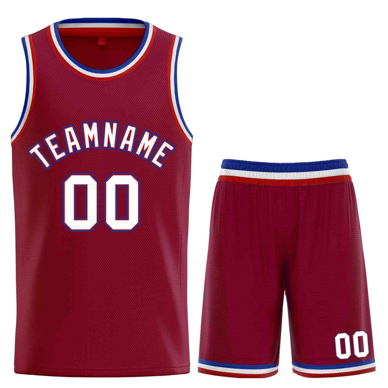 Custom Maroon White-Royal Classic Sets Curved Basketball Jersey