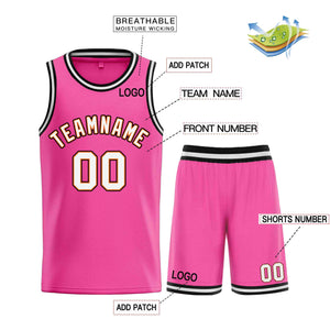 Maillot de basket-ball Bull personnalisé, ensemble classique rose blanc-Orange