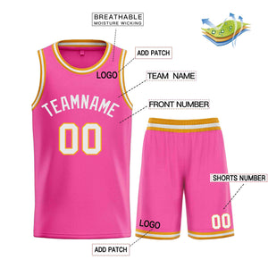 Custom Pink White Classic Sets Bull Basketball Jersey