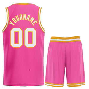 Maillot de basket-ball Bull, ensemble classique rose et blanc personnalisé