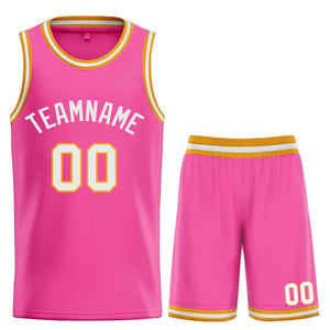 Maillot de basket-ball Bull, ensemble classique rose et blanc personnalisé