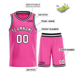 Custom Pink White-Black Classic Sets Bull Basketball Jersey