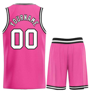 Custom Pink White-Black Classic Sets Bull Basketball Jersey