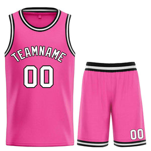 Custom Pink White-Black Classic Sets Bull Basketball Jersey