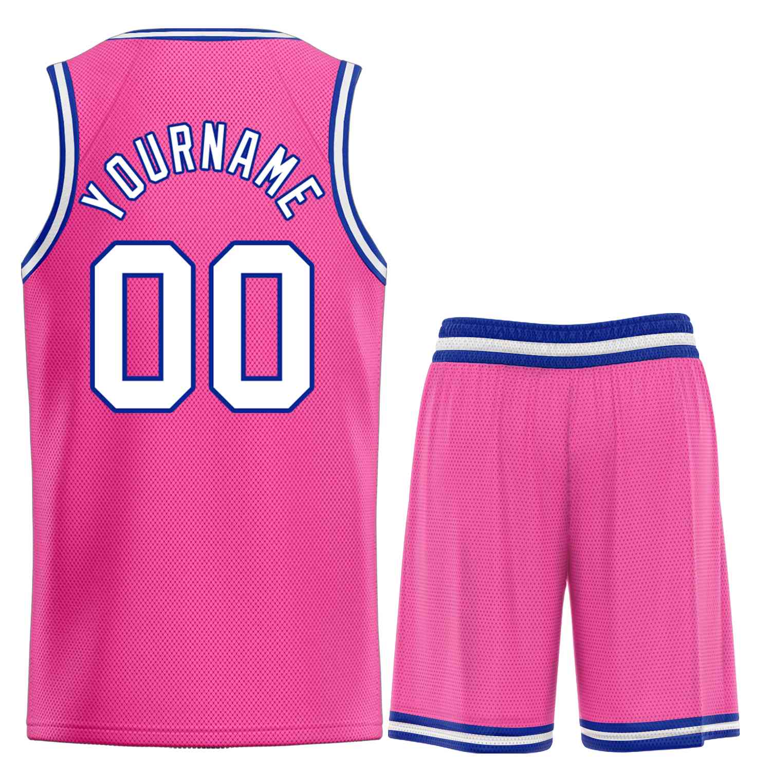 Maillot de basket-ball Bull, ensemble classique rose blanc-Royal personnalisé