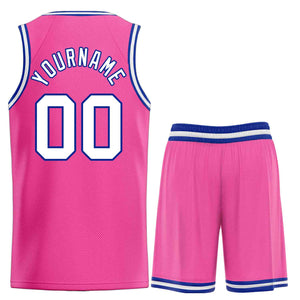 Custom Pink White-Royal Classic Sets Bull Basketball Jersey