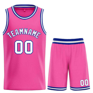 Custom Pink White-Royal Classic Sets Bull Basketball Jersey