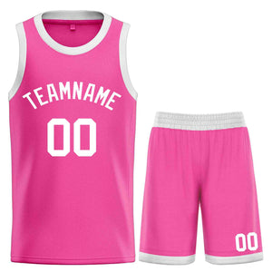 Custom Pink White Classic Sets Bull Basketball Jersey