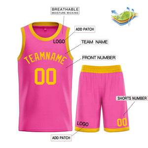 Custom Pink Yellow Classic Sets Bull Basketball Jersey