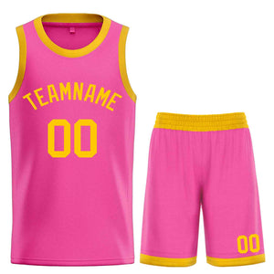 Custom Pink Yellow Classic Sets Bull Basketball Jersey