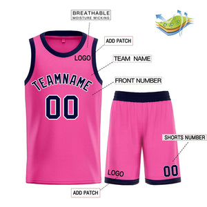 Custom Pink Navy-White Classic Sets Bull Basketball Jersey