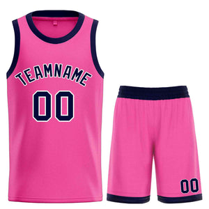 Custom Pink Navy-White Classic Sets Bull Basketball Jersey