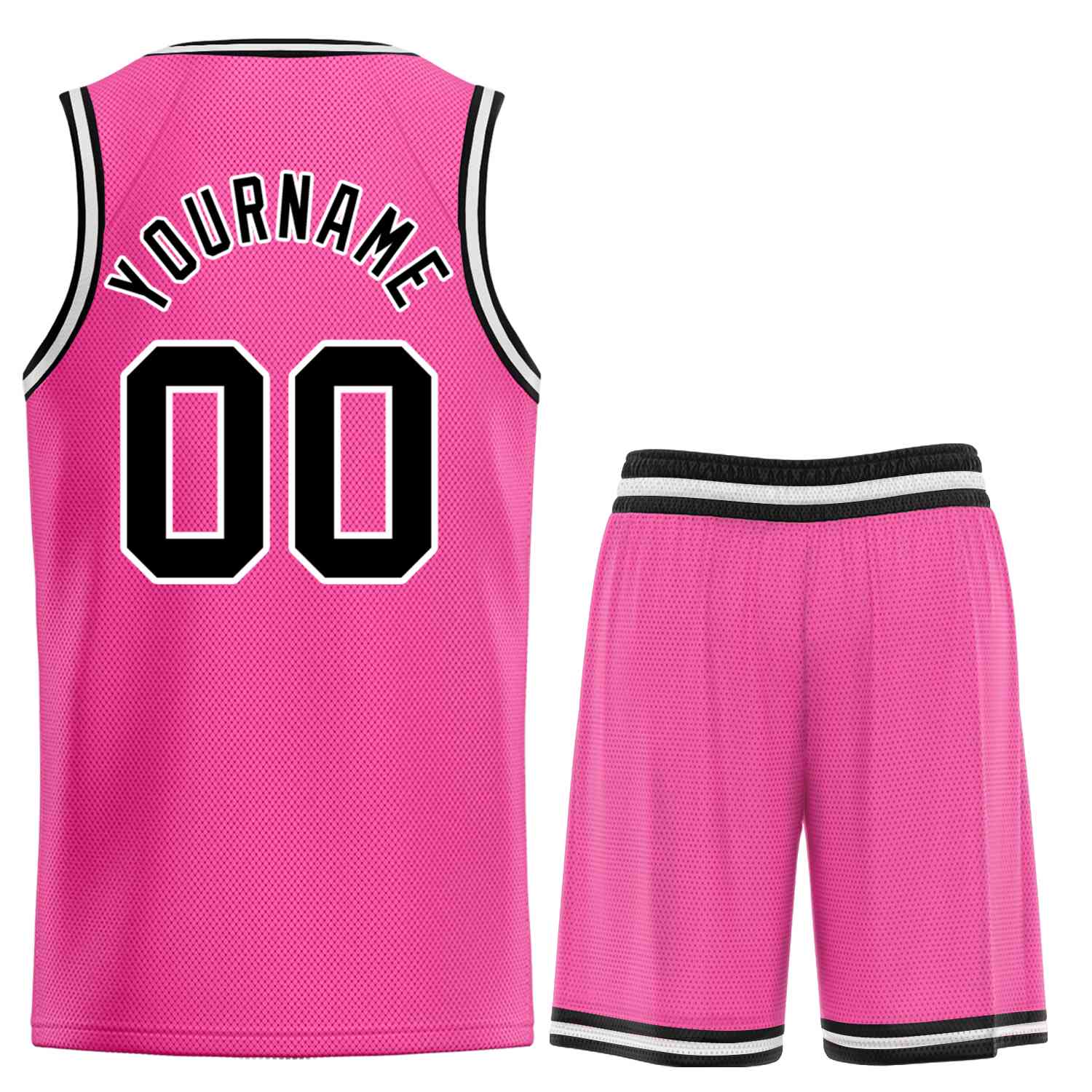 Custom Pink Black-White Classic Sets Bull Basketball Jersey