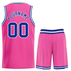 Maillot de basket-ball Bull, ensemble classique rose Royal-blanc personnalisé