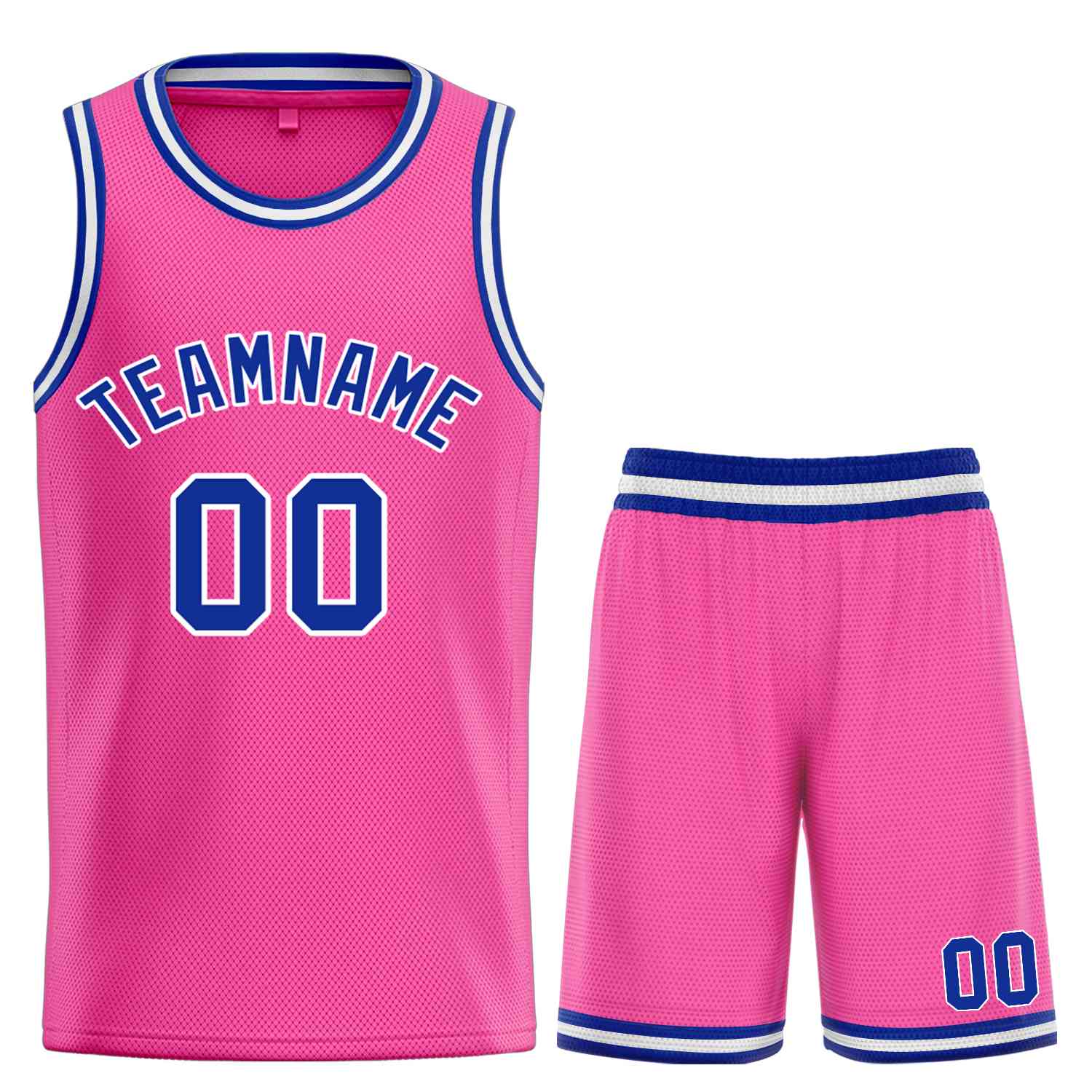 Maillot de basket-ball Bull, ensemble classique rose Royal-blanc personnalisé