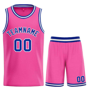 Maillot de basket-ball Bull, ensemble classique rose Royal-blanc personnalisé